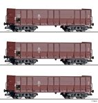 Tillig 01141 - TT - 3-tlg. Set Offene Güterwagen, DR, Ep. III